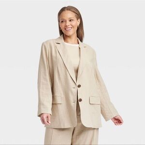 a new day Linen Spring Blazer in Tan Women's Size S
